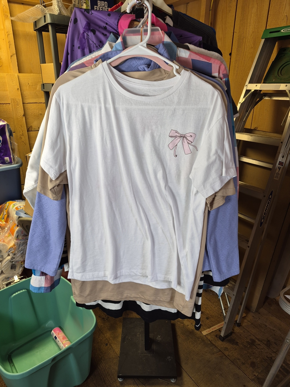 wonder nation White Short Sleeve Tee with Pink Bow Bin 61